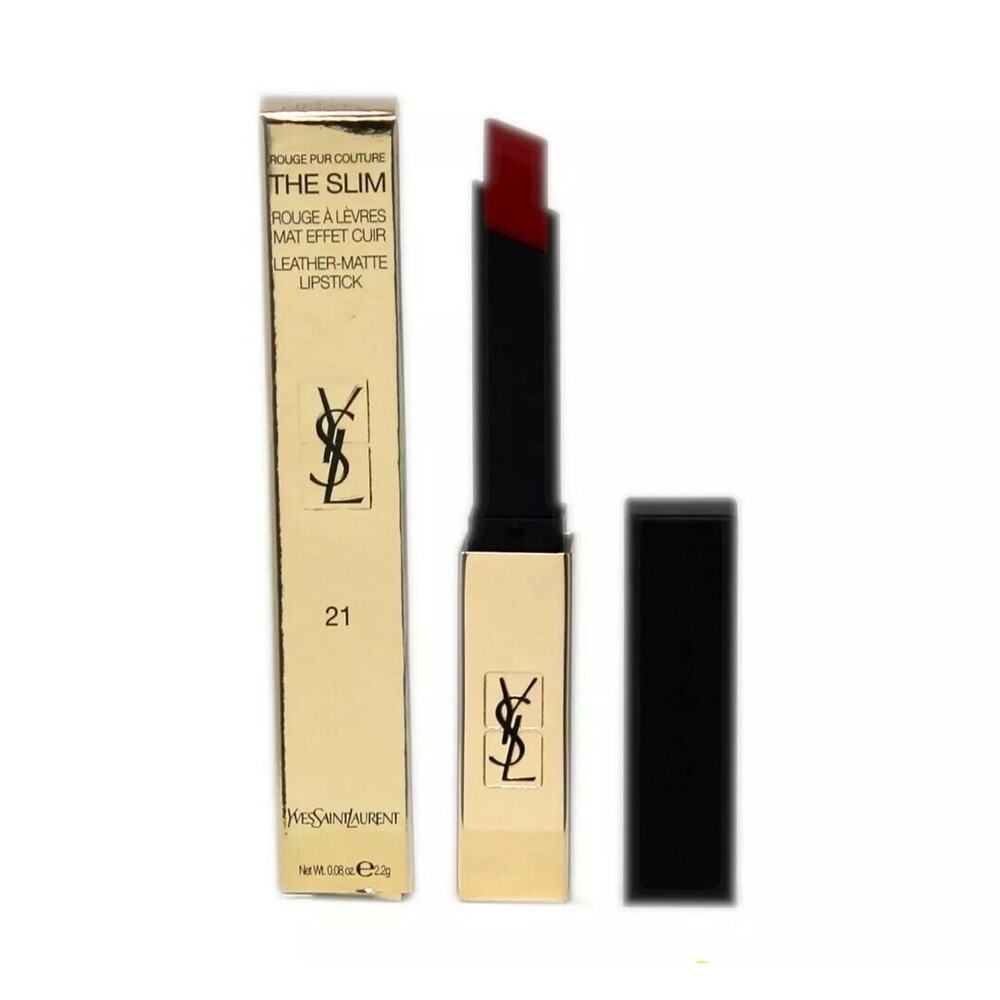 YSL ROUGE PUR COUTURE THE SLIM LEATHER-MATTE LIPSTICK 2.2G #21-ROUGE PARADOXE